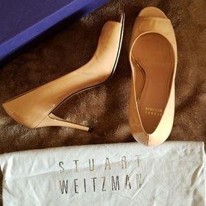 Stuart Weitzman Nude Peep Toe Heels
